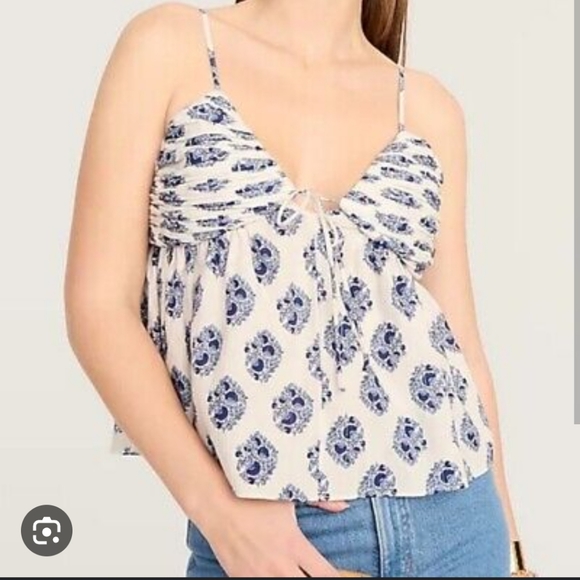 NWT J. Crew Blue & White Cropped Tank Top sz. 18 - Picture 1 of 8